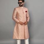 Handmade Banarasi Brocade Achkan | Silver Pink Father Son Combo | Jaipurio